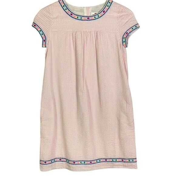 NWT Vineyard Vines Seersucker Embroidered Dress, Girls size 14, flamingo color - Picture 1 of 14